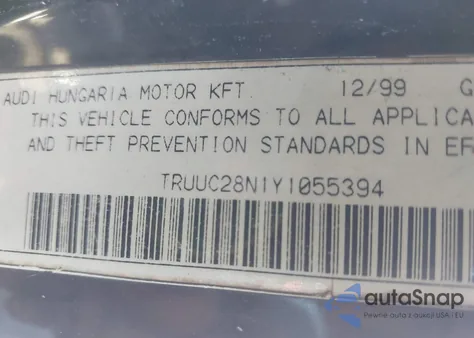 2000 Audi Tt z USA, uszkodzony, nr VIN TRUUC28N1Y1055394